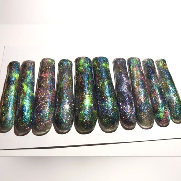 Hand crafted custom cateye 10pc xxl acrylic press on nails - Picture 6 of 6